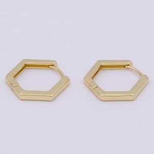 Dainty gold octagon earrings